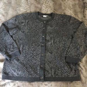 Animal print cardigan M grey silver speck leopard